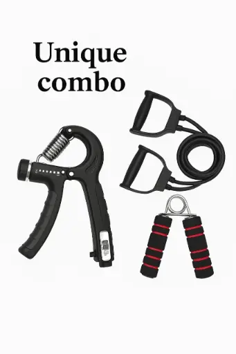 [3-in-1-Fit-Combo] 3-in-1 Fitness Power Combo - Hand Grip, Resistance Tube, Strengthener